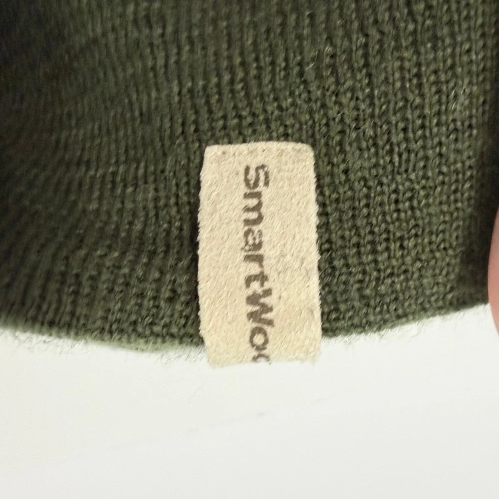 SmartWool Kids Merino Wool Beanie Hat Olive Green Polka Dot Knit 12-447 F09-D3